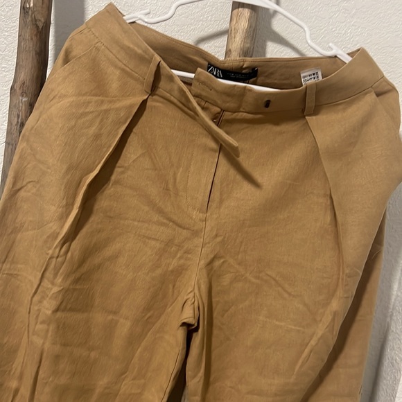 NWT Zara linen khaki pants, size M high waisted size M - Picture 3 of 5